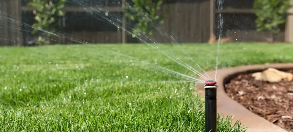sprinkler watering lawn